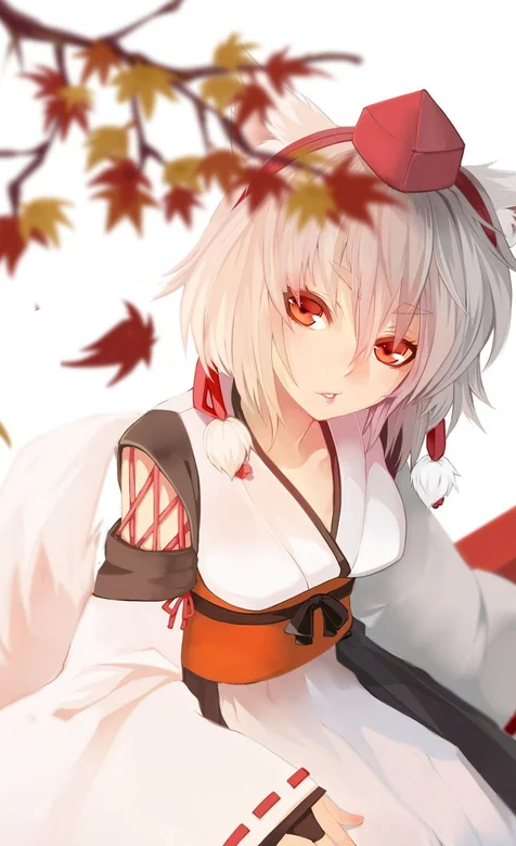 枫叶树下的和服动漫美女高清手机壁纸下载