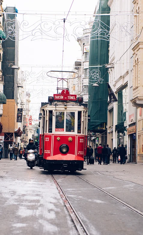 欧洲街道上的有轨电车手机壁纸