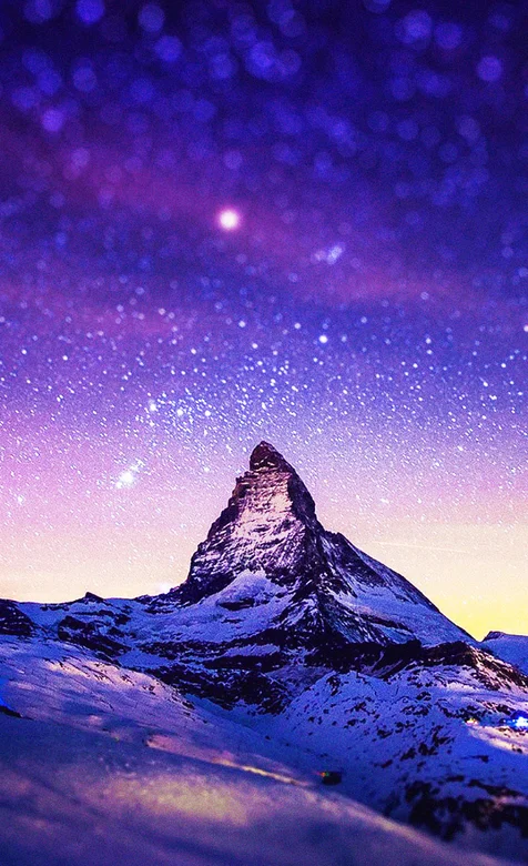 让人心旷神怡的雪山与星空手机壁纸