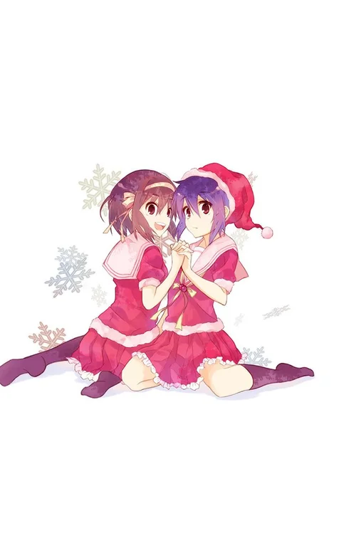 可爱的圣诞卡通女孩高清手机壁纸下载