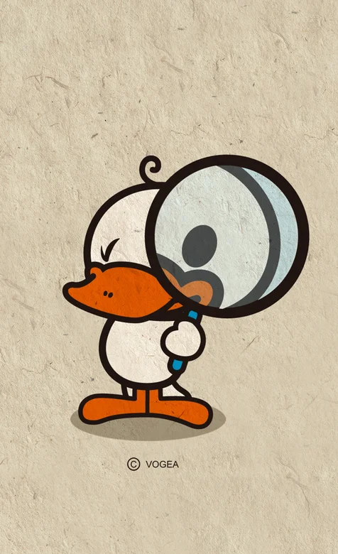 拿着放大镜的可爱鸭子