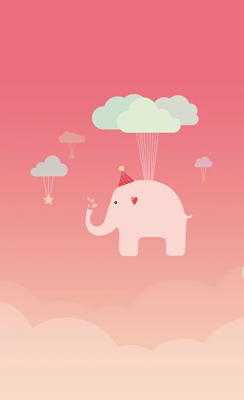 粉红色的飞天大象可爱手机桌面下载
