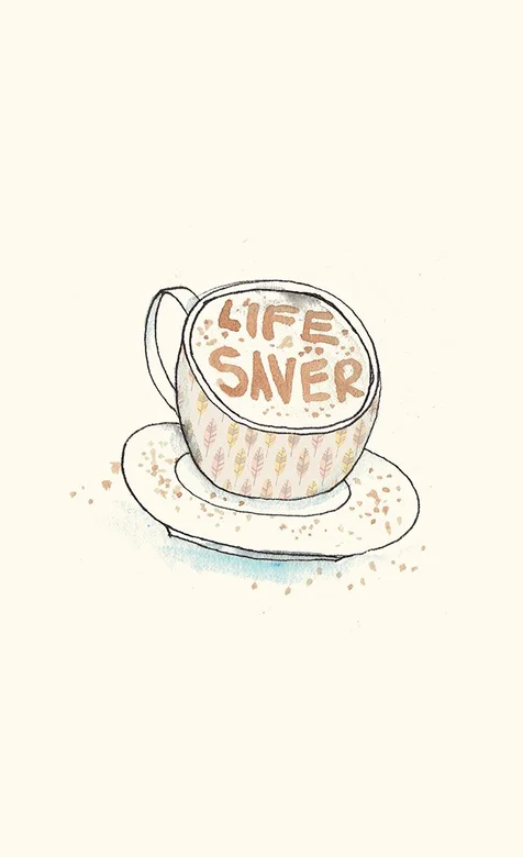 卡通的咖啡杯文字个性手机壁纸