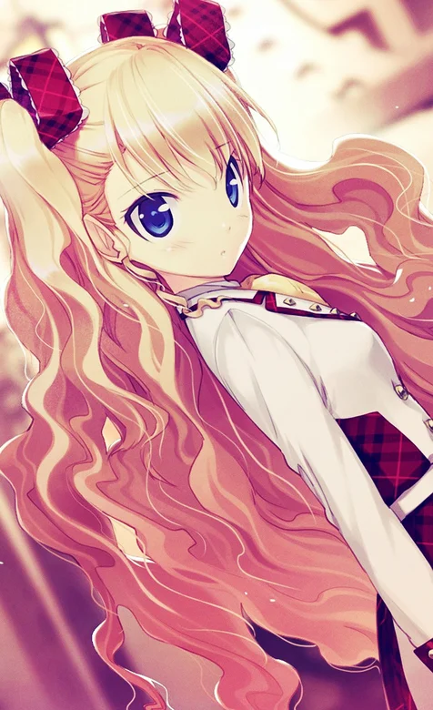 长发卷卷的动漫美少女高清手机壁纸