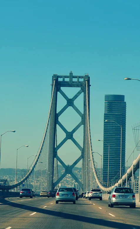 城市吊索大桥唯美手机图片