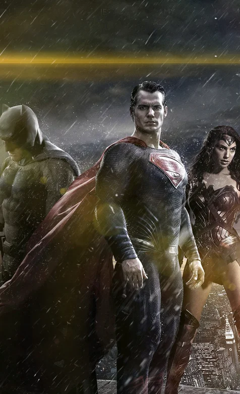 电影《蝙蝠侠大战超人：正义黎明》国内海报版手机壁纸
