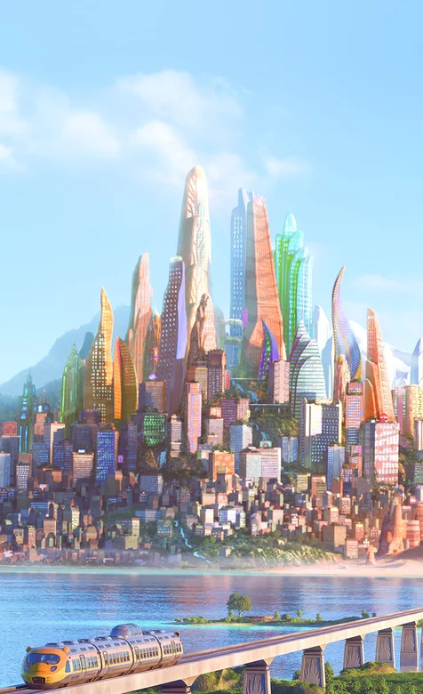 卡通水上城市梦幻手机背景