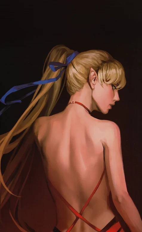 裸背的性感长发动漫美少女手机壁纸