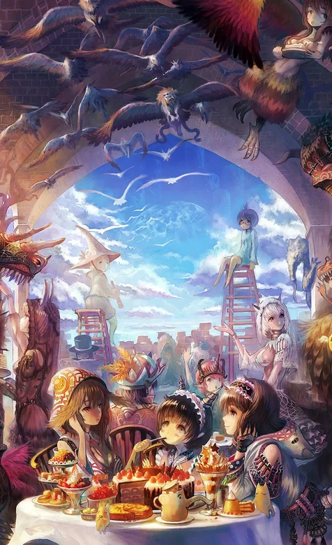 餐桌上的动漫美女们