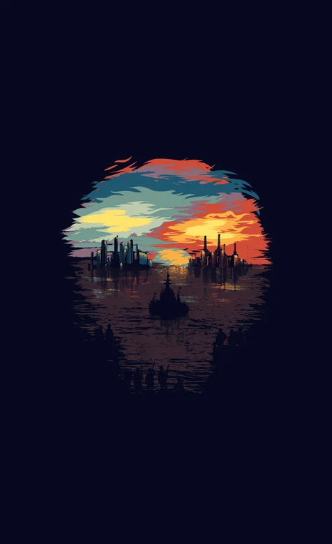 个性骷髅头风景油画手机桌面