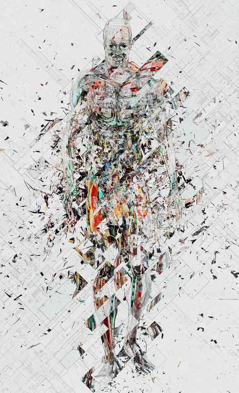 创意爆炸的人体骨架手绘图片