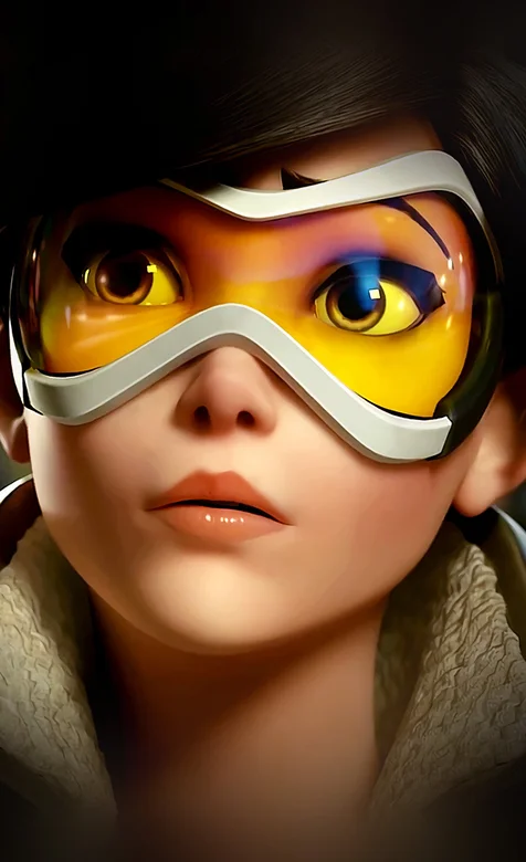 戴着橙色防风眼镜的动漫女孩