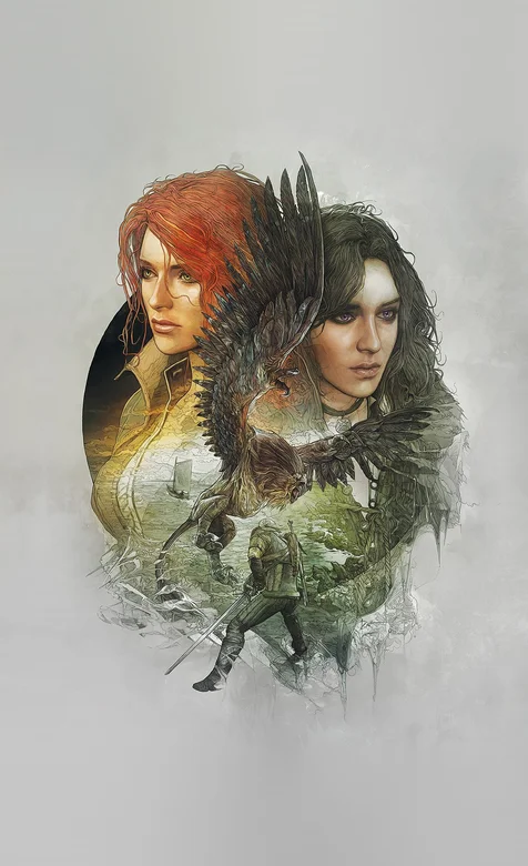 游戏美女封面手绘手机背景