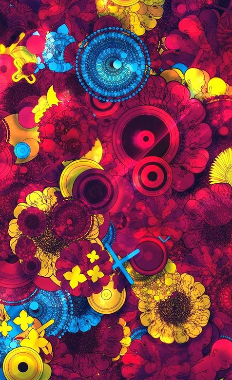 炫彩图腾红色手机桌面