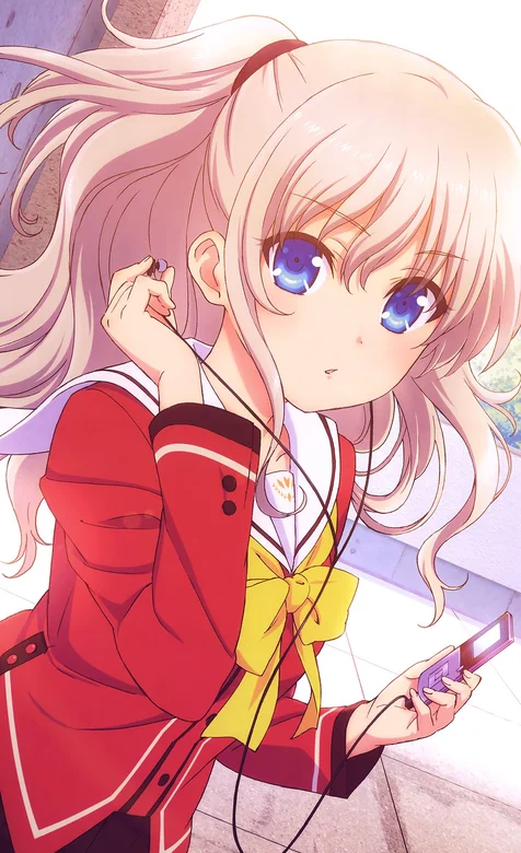 戴着随身听的红衣动漫女孩