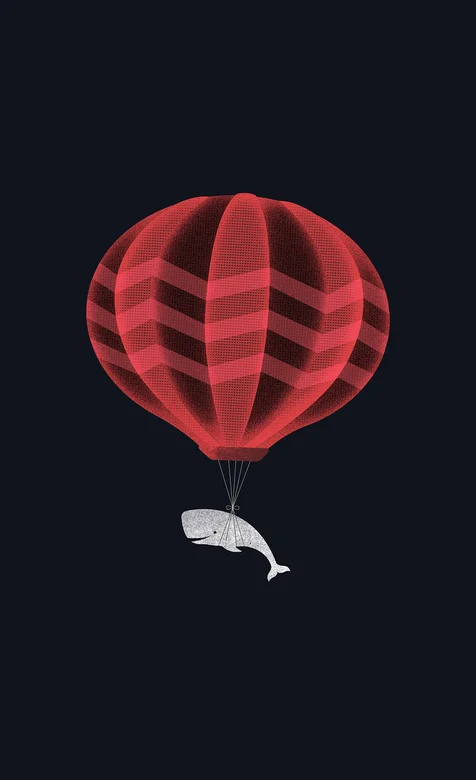 坐热气球的鲸鱼手机壁纸