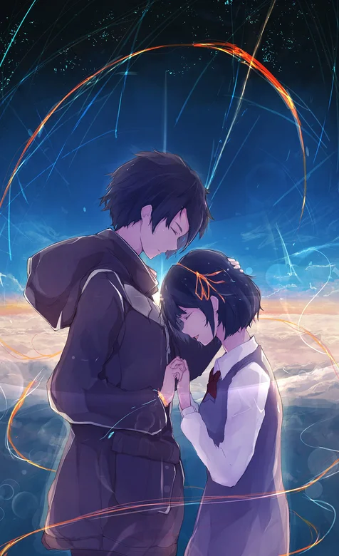 动漫情侣牵手浪漫手机壁纸