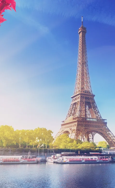 湖上的埃菲尔铁塔浪漫爱情手机壁纸