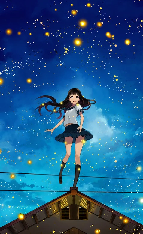 星空下的学生装动漫少女手机图片