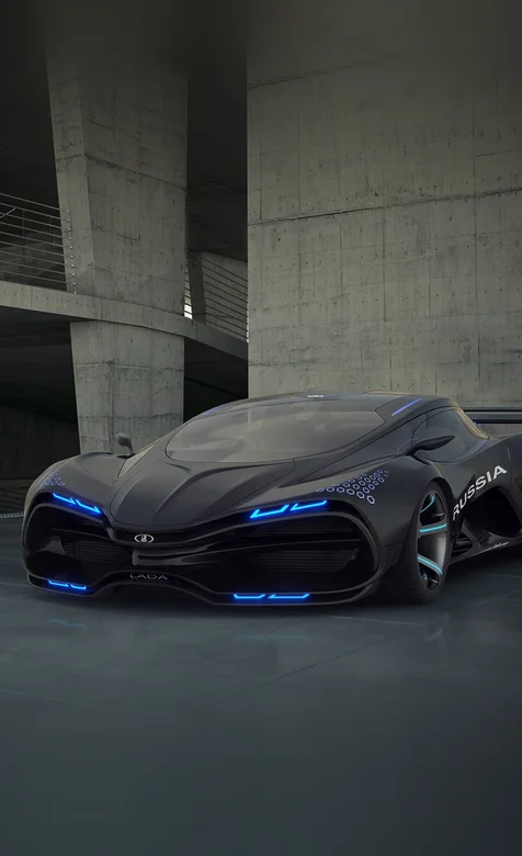 蓝色大灯概念跑车手机壁纸图片