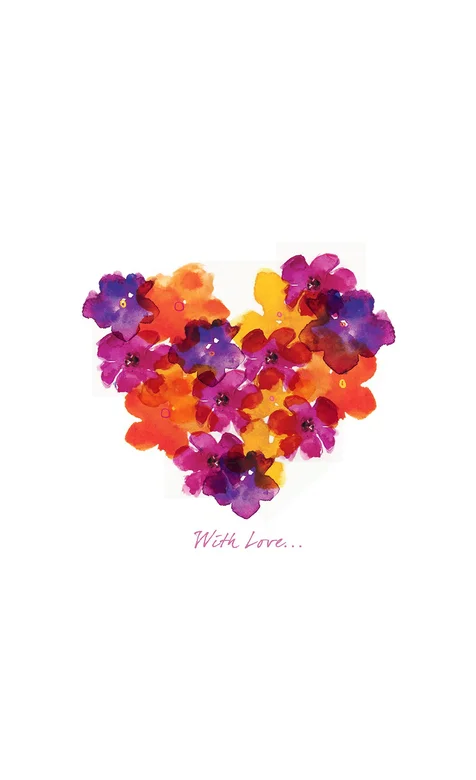 精美的花排成的爱心手机壁纸