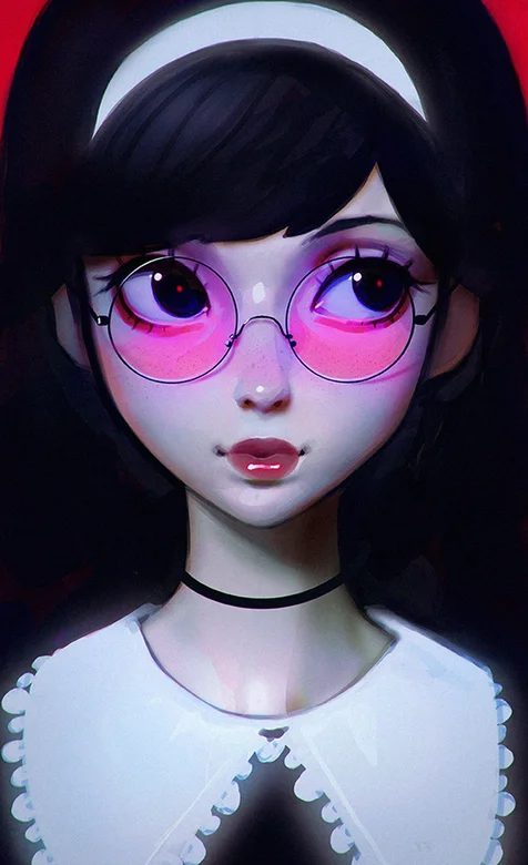 戴眼镜的动漫女孩可爱俏皮