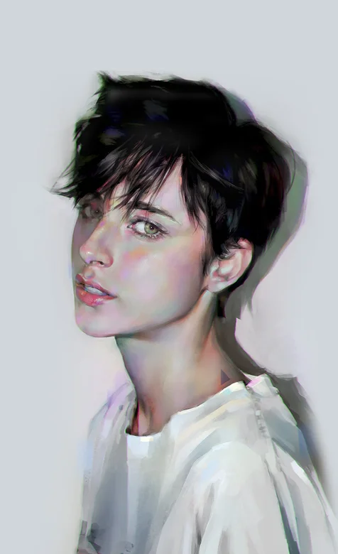 手绘欧美短发美女个性壁纸