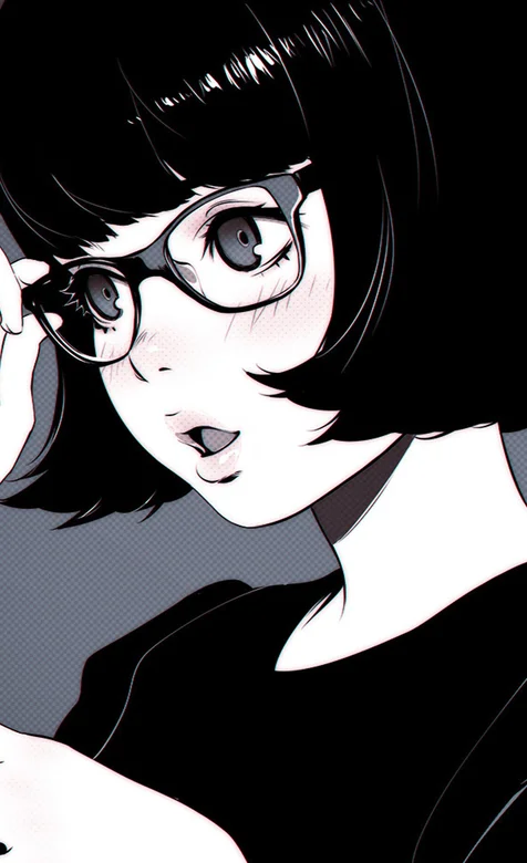 带眼镜的短发动漫女生个性手机壁纸