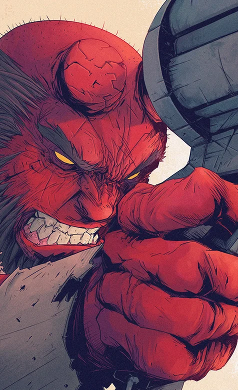 漫画英雄人物地狱男爵手绘手机背景图片