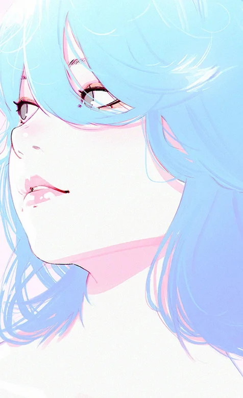 蓝色短发动漫女孩高清手机桌面免费下载