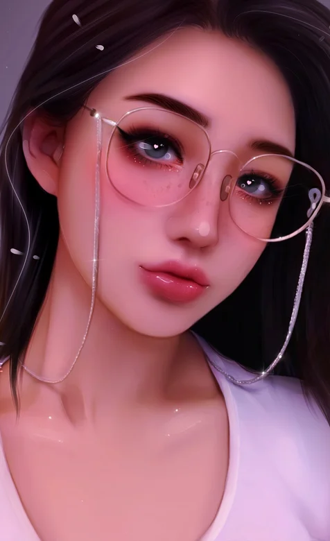 戴眼镜的美女动漫滤镜下的可爱手机壁纸