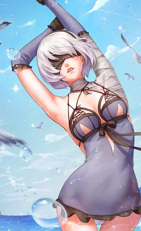 海边超性感的日本动漫女孩高清手机桌面