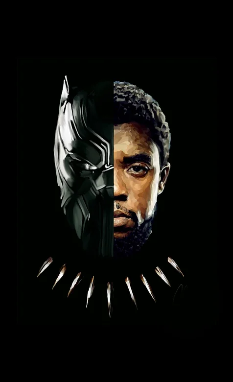 漫威英雄《黑豹》半面具半真人iphonex壁纸