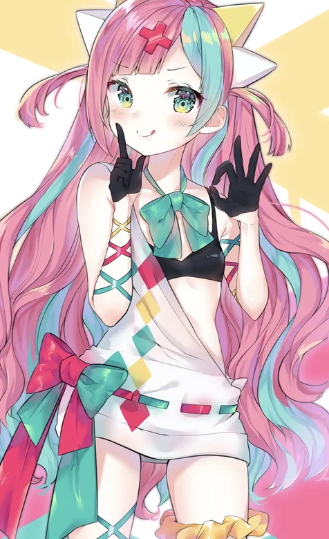 超短裙粉色长发及美腿二次元美少女手机壁纸