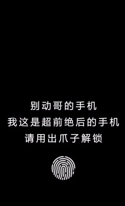 纯黑色背景带字“请用爪子解锁”创意搞怪手机壁纸