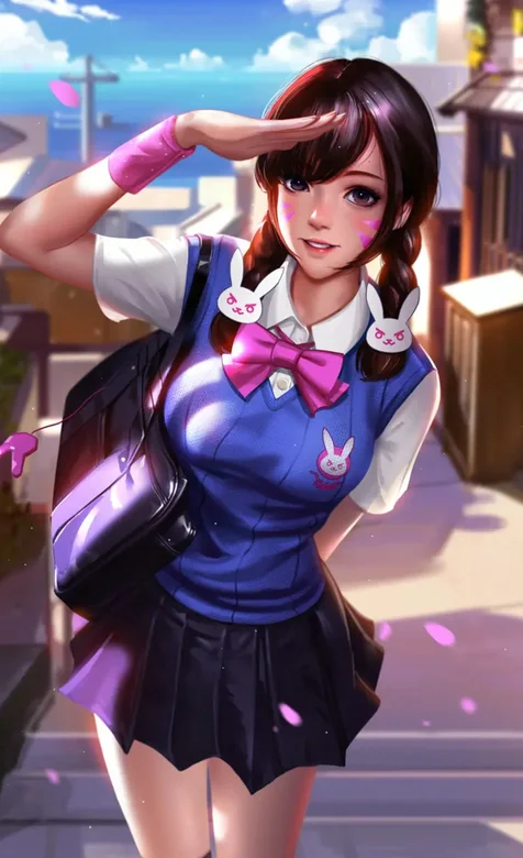 二次元双麻花辫学生制服动漫美少女街拍