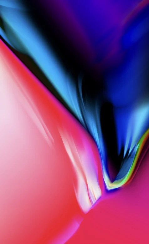 红蓝相间绚丽的流动液体简约苹果手机壁纸