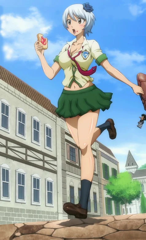 奔跑在上学路上的动漫美少女手机背景