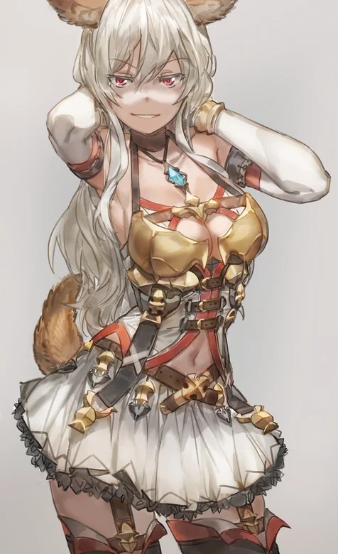 穿着吊带连衣裙的动漫狼女生手机壁纸