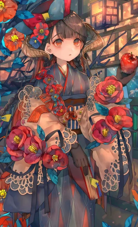 满身是花的和服日本动漫女生