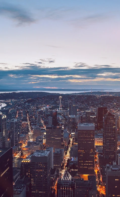 黄昏里的繁华城市灯火阑珊手机壁纸