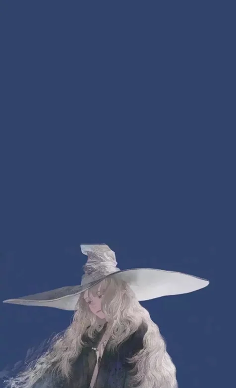 戴着巫师帽有着长长的白发的动漫女生