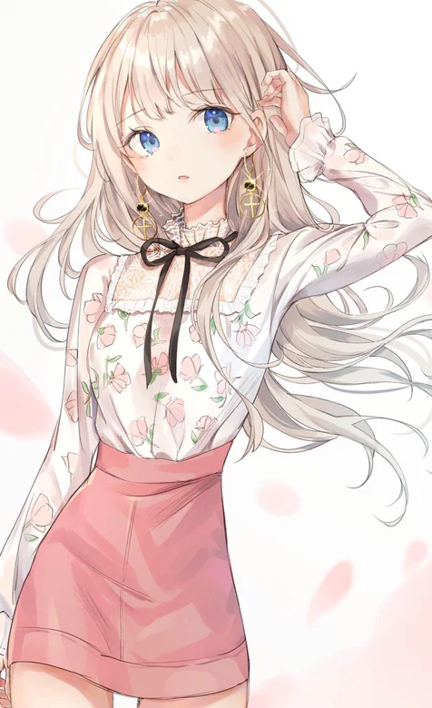 二次元 长发飘飘 美少女 粉色短裙美腿性感图片