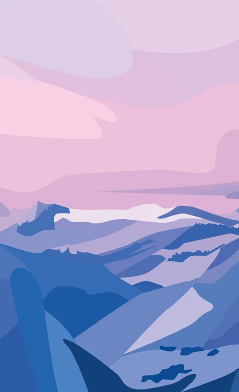 精美手绘冰山，天空，云彩简约手机壁纸