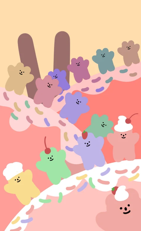 关于甜点 好多可爱的小小卡通萌人粉色手机壁纸