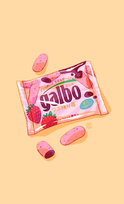 一包零食，几片火腿肠，可爱粉色系品牌手机壁纸