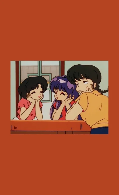 三个凑在一起聊天的动漫女生手机壁纸