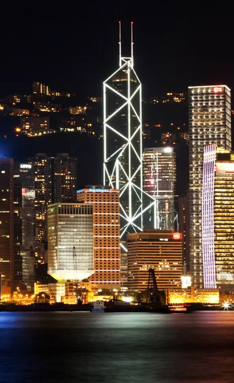 香港标志性建筑世界银行灯光夜景手机壁纸