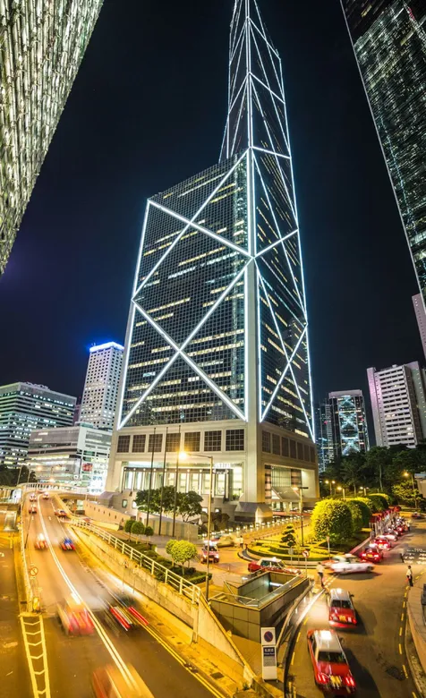 香港城市道路大楼灯光夜景手机壁纸