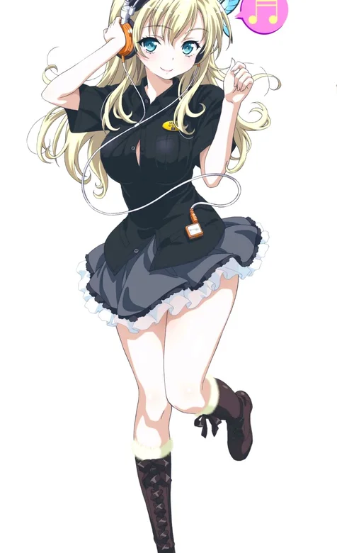 带着耳麦跳舞的动漫女生手机壁纸